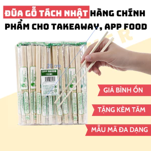100 Đũa Gỗ Tách hàng chính phẩm cho quán takeaway