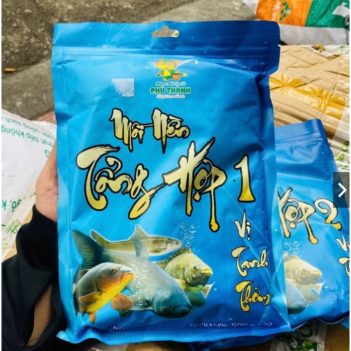 ( 2 Túi)  Mồi Câu Cá Tổng Hợp 500g, Mồi Câu Phú Thành 2 Vị, Vị Thanh Thơm và Vị Thơm Tanh