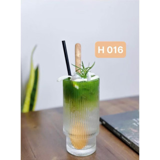 Ly thuỷ tinh/ Cốc thuỷ tinh dáng cao cấp hoạ tiết kẻ sọc phân tầng