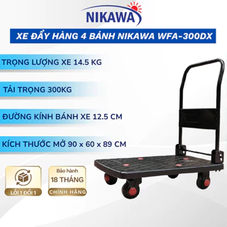 Xe đẩy hàng Nikawa WFA-300DX 4 bánh cao su chống ồn, tải trọng 300kg, bảo hành 18 tháng