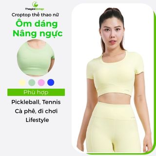 Áo Tập Yoga Pickleball HT101 Có Mút Ngực Croptop ICADO Áo Tập Gym Ôm Dáng Nâng Đỡ Ngực thegioidotap