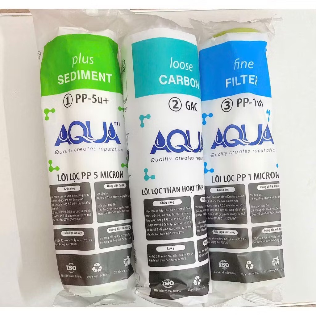 GIẢM 70% Bộ Lõi Lọc Nước AQUA 123 - Combo Lõi Lọc Thô Số 123 Thay cho Mọi Loại Máy RO Lọc Nước Uống Trực Tiếp