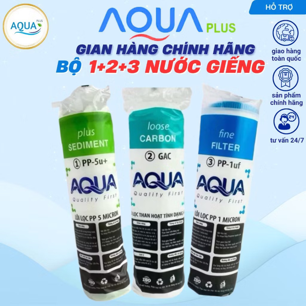 GIẢM 70% Bộ Lõi Lọc Nước AQUA 123 - Combo Lõi Lọc Thô Số 123 Thay cho Mọi Loại Máy RO Lọc Nước Uống Trực Tiếp