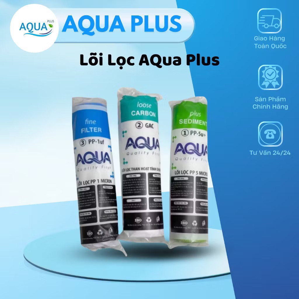 GIẢM 70% Bộ Lõi Lọc Nước AQUA 123 - Combo Lõi Lọc Thô Số 123 Thay cho Mọi Loại Máy RO Lọc Nước Uống Trực Tiếp