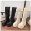 Boots đế bằng cổ cao phối ren (6cm)