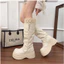 Boots đế bằng cổ cao phối ren (6cm)