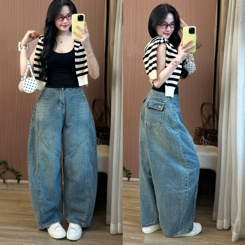 Quần Jean Ống Cong Joolate Form Rộng Nam Nữ Unisex Phong Cách Streetstyle Túi Nắp Sau Bản Pre Màu Retro