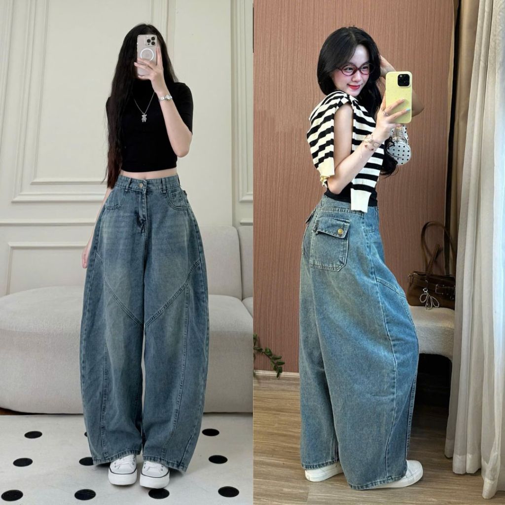 Quần Jean Ống Cong Joolate Form Rộng Nam Nữ Unisex Phong Cách Streetstyle Túi Nắp Sau Bản Pre Màu Retro