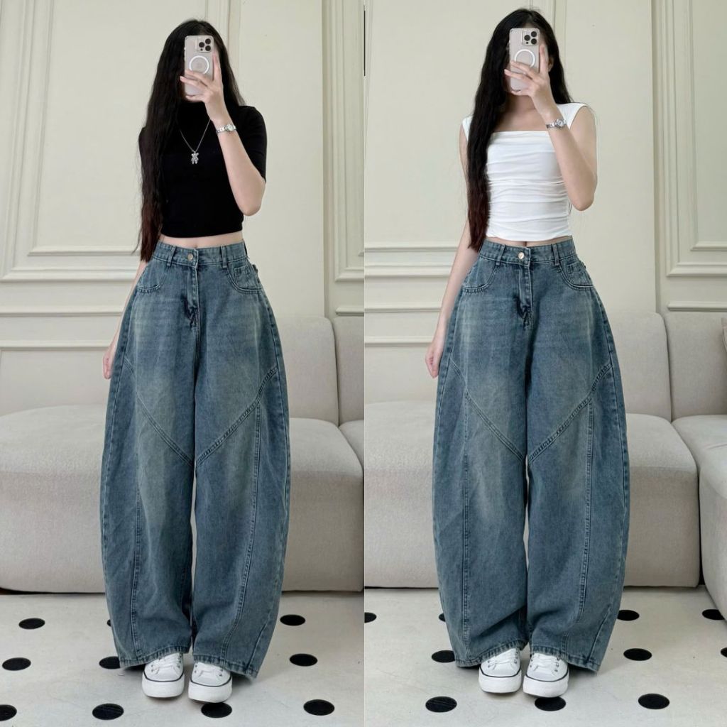 Quần Jean Ống Cong Joolate Form Rộng Nam Nữ Unisex Phong Cách Streetstyle Túi Nắp Sau Bản Pre Màu Retro