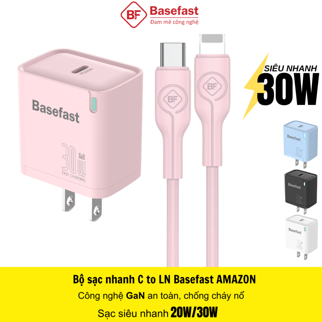 Bộ sạc nhanh 20W 30W Basefast Củ sạc chống quá tải nhiệt dùng cho dòng Phone xs 11 12 13 14 pro max
