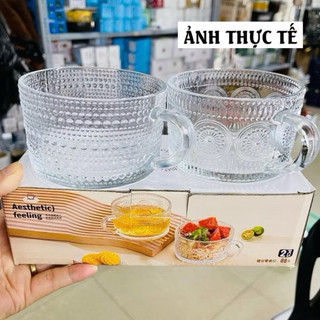 Ly Thuỷ Tinh, Cốc Thuỷ Tinh Hoạ Tiết Mặt Trời, Kim Cương Chịu Nhiệt Tốt Dung Tích 450ml
