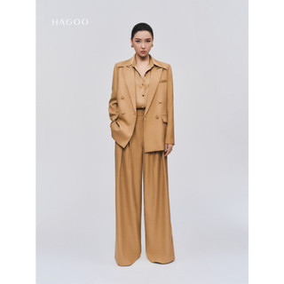 Áo sơ mi lụa nữ màu nâu cúc trang trí HAGOO phong cách thanh lịch sang trọng [A8053]
