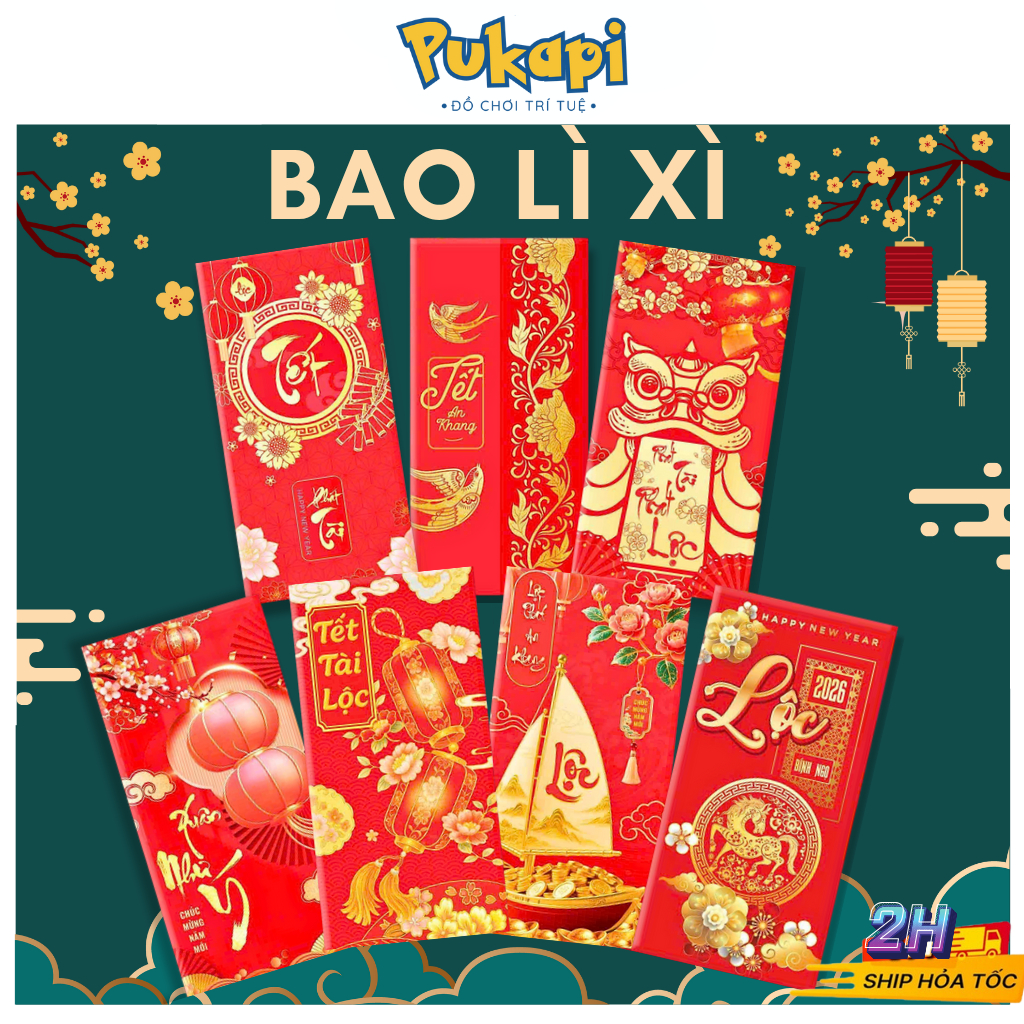 Bao Lì Xì Tết Truyền Thống Năm Bính Ngọ 2026 Mẫu Mã Đa Dạng Chúc Mừng Năm Mới Chúc Tết Quà Tặng Lì Xì - Đồ Chơi PUKAPI