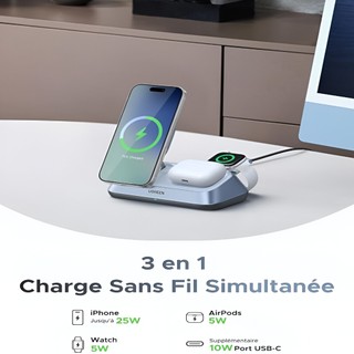 Đế sạc không dây 3 in 1 Qi2.2 W711 | Công suất 25W | Tích hợp đế sạc không dây | Bảo hành 18 tháng 1 đổi 1 | 55677