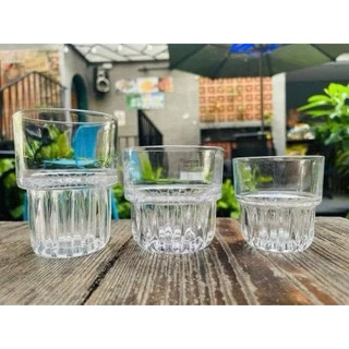 Ly Thủy Tinh, Cốc Thủy Tinh Đáy Khía Hai Tầng Có 3 Size Dùng Uống Cafe, Sinh Tố, Trà,.. Chụp Hình Decor