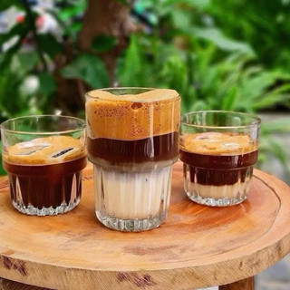 Ly Thủy Tinh, Cốc Thủy Tinh Đáy Khía Hai Tầng Có 3 Size Dùng Uống Cafe, Sinh Tố, Trà,.. Chụp Hình Decor