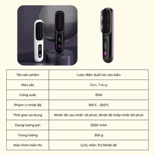 Lược Điện Chải Tóc Không Dây Ion Âm YATASMART Chăm Sóc Tóc Suôn Mượt Tạo Kiểu Dễ Dàng Mang Theo