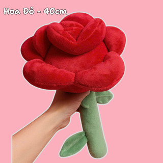 Hoa Hồng Nhồi Bông Size Mini 40cm 2 Màu Pastel, Cứng Cáp, Vải Miniso 2 Chiều Nhồi Bông Xịn, An Toàn, Vải Bền Màu