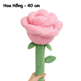 Hoa Hồng Nhồi Bông Size Mini 40cm 2 Màu Pastel, Cứng Cáp, Vải Miniso 2 Chiều Nhồi Bông Xịn, An Toàn, Vải Bền Màu