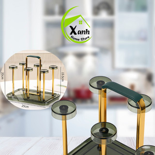Bộ Khay Úp Cốc Chén Inox 6 Ngăn Có Khay Hứng Nước GD246 - Giá Úp Cốc 6 Ngăn Inox Ráo Nước Nhanh