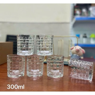 Ly Thuỷ Tinh, Cốc Thuỷ Tinh Hoạ Tiết Kẻ Caro Dung Tích 300ml Và 350ml Chịu Nhiệt Tốt