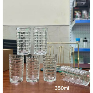 Ly Thuỷ Tinh, Cốc Thuỷ Tinh Hoạ Tiết Kẻ Caro Dung Tích 300ml Và 350ml Chịu Nhiệt Tốt