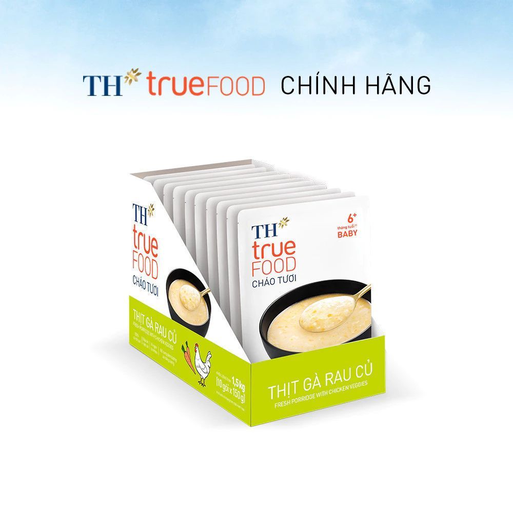 [LIVESTREAM] Hộp 10 gói Cháo tươi thịt gà rau củ TH true Food 150 g (150 g x 10 gói)