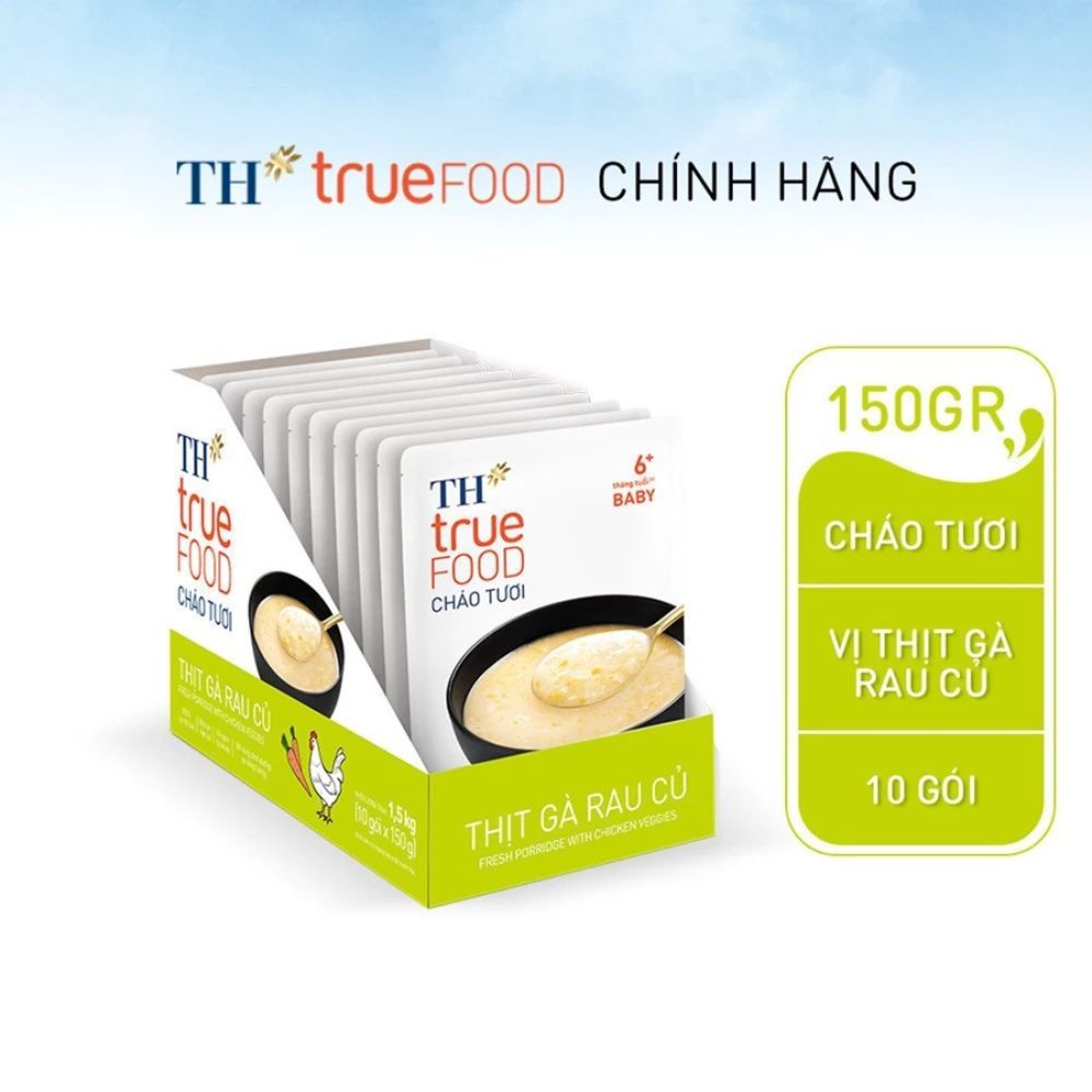 [LIVESTREAM] Hộp 10 gói Cháo tươi thịt gà rau củ TH true Food 150 g (150 g x 10 gói)