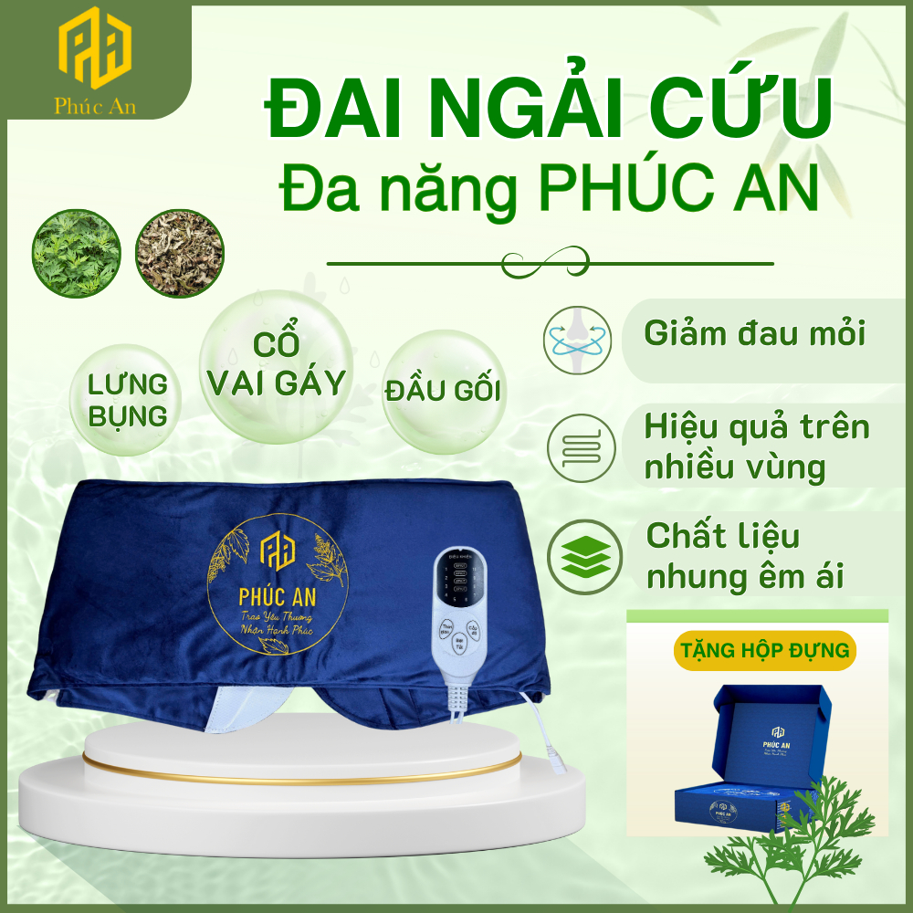 Đai ngải cứu điện đa năng Phúc An, hỗ trợ giảm đau xương khớp, thư giãn vai gáy, giảm đau bụng kinh