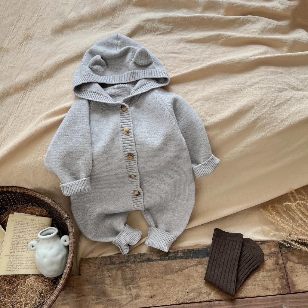 Bodysuit len cho bé trai bé gái, bộ body len mùa thu đông bé trai bé gái Vintage Nuggap