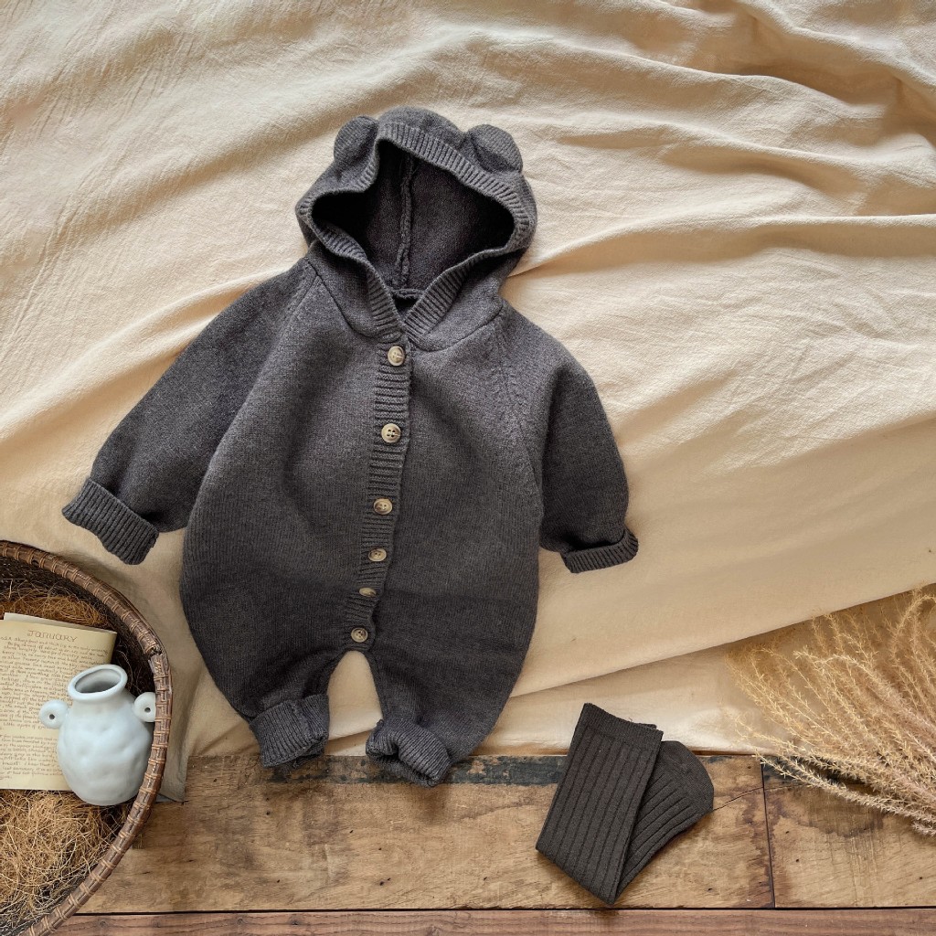 Bodysuit len cho bé trai bé gái, bộ body len mùa thu đông bé trai bé gái Vintage Nuggap