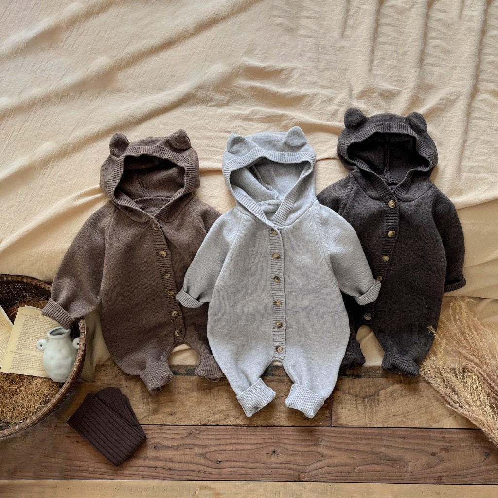 Bodysuit len cho bé trai bé gái, bộ body len mùa thu đông bé trai bé gái Vintage Nuggap