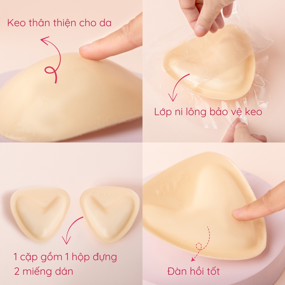 Miếng Dán Ngực Tam Giác Dày 3cm Hai Mặt Keo Nâng Đẩy Tạo Khe Ngực Tự Nhiên ADORE