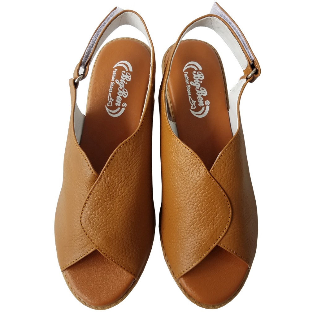 Giày sandal cao gót nữ da bò thật BIGGBEN cao 5 phân HKD1003