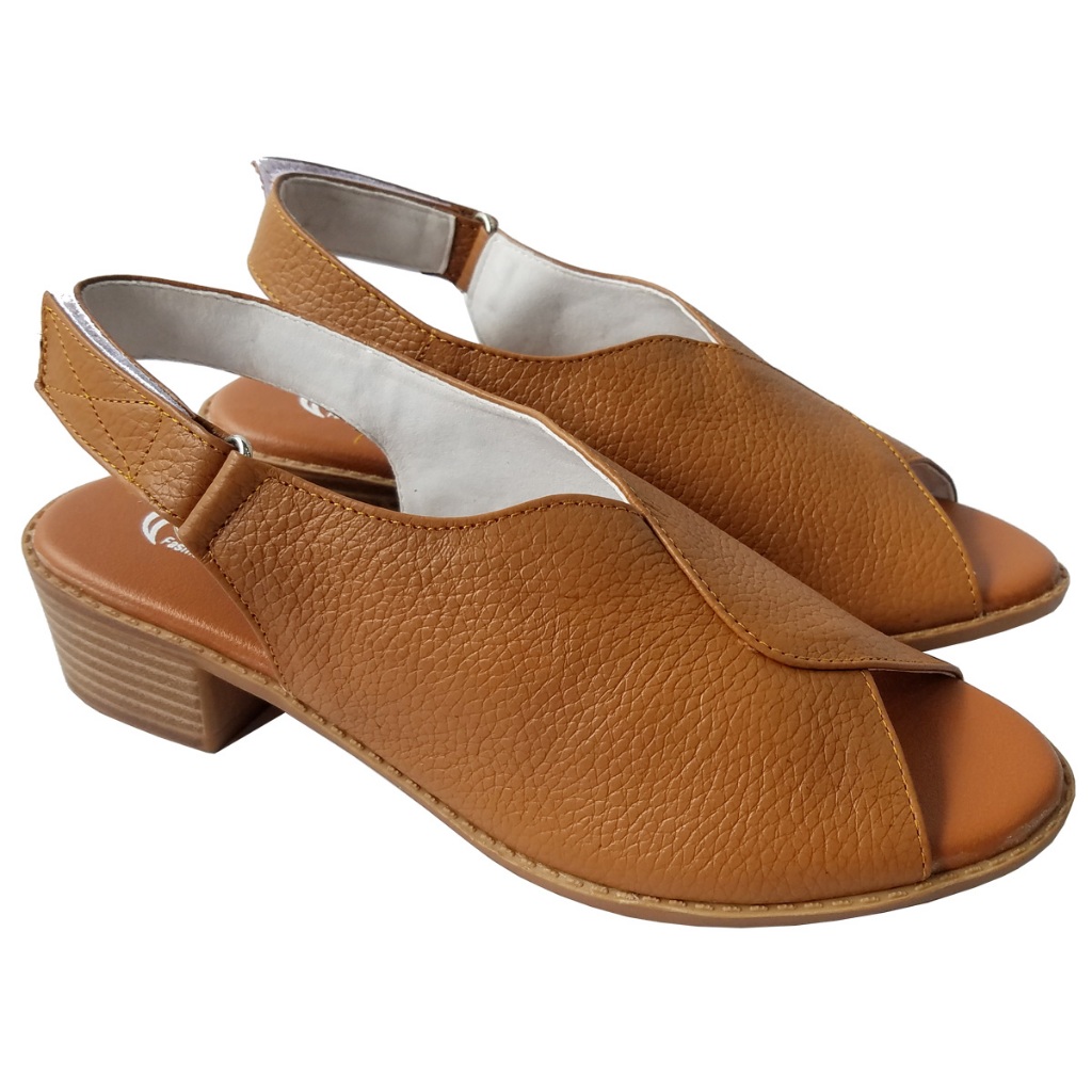 Giày sandal cao gót nữ da bò thật BIGGBEN cao 5 phân HKD1003