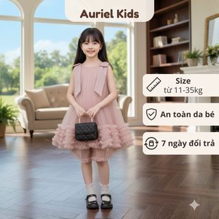 Váy Công Chúa Bé Gái Màu Hồng Pastel, Váy Bồng Bềnh Cao Cấp Mùa Hè, Phong Cách Tiểu Thư
