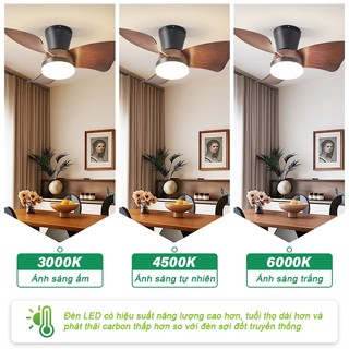 【COD】Quạt trần cổ ngắn 70cm Quạt trần đèn phòng ngủ,phòng khách 3 màu Chế độ ánh sáng