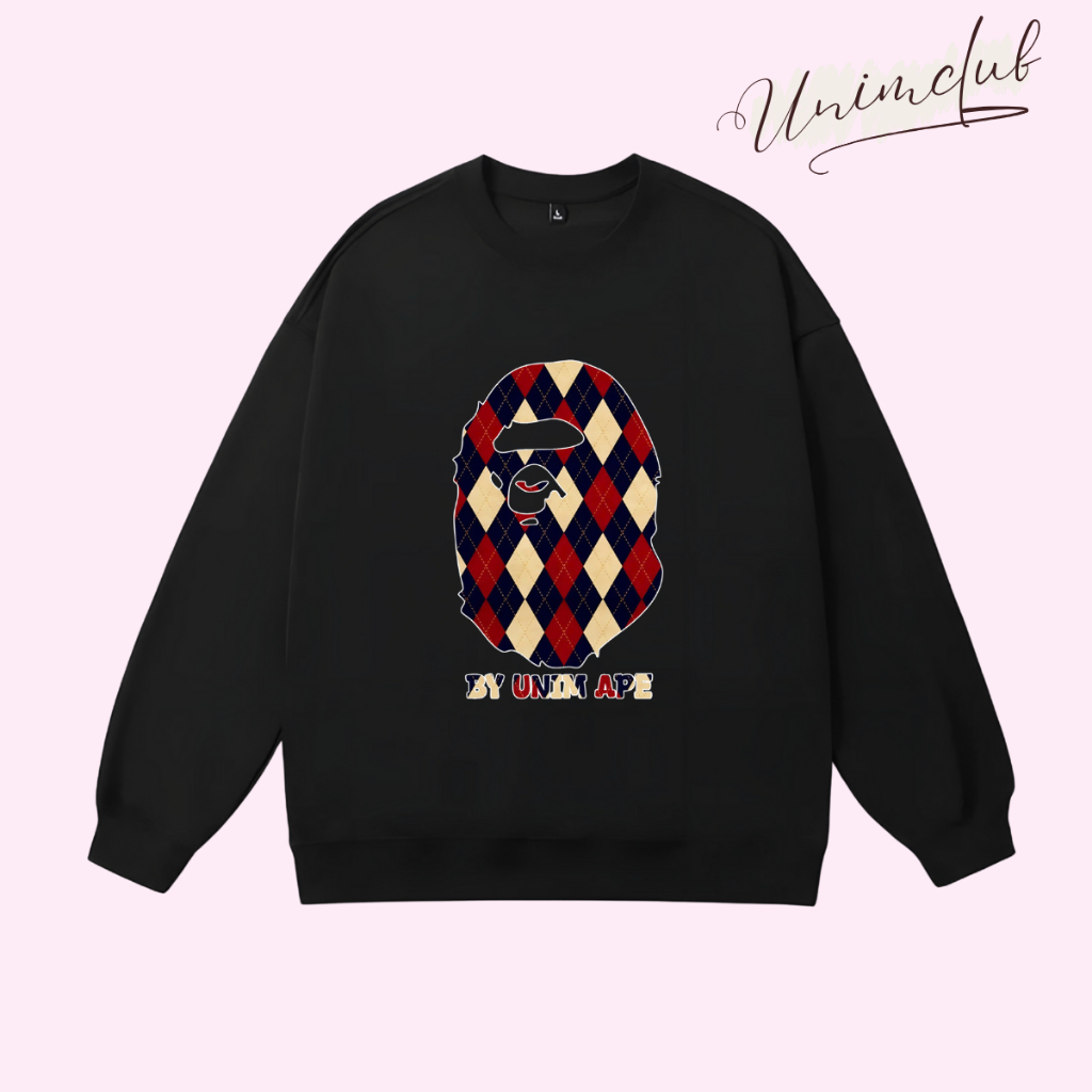 Áo Sweater Bape Unim Ape Chất Liệu Nỉ Chân Cua Cao Cấp Không Xù Form Dáng Rộng Châu Âu