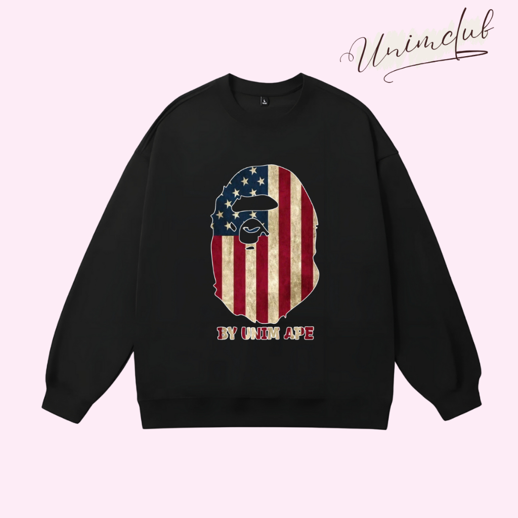 Áo Sweater Bape Unim Ape Chất Liệu Nỉ Chân Cua Cao Cấp Không Xù Form Dáng Rộng Châu Âu