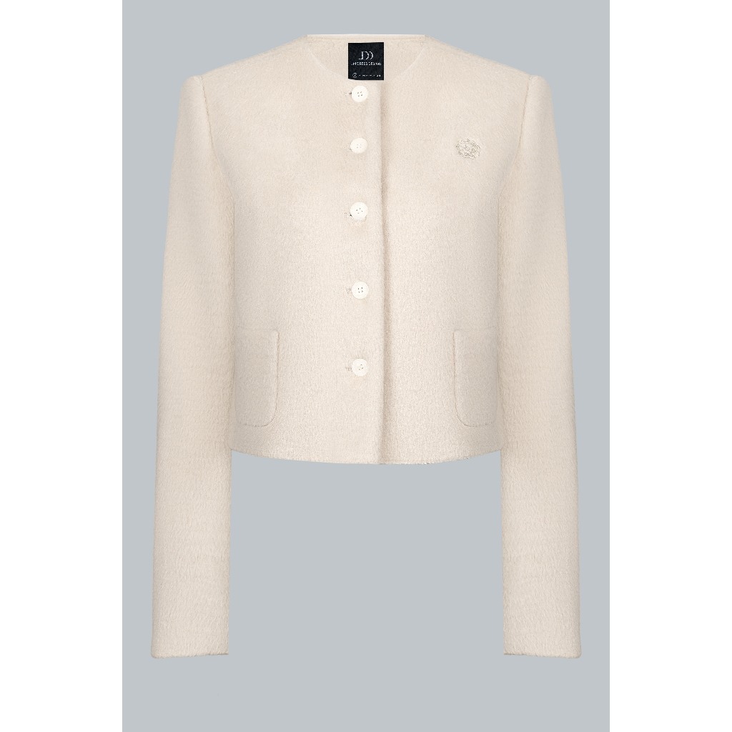 Áo Khoác Dáng Ngắn Cổ Tròn 5C03.2510. Áo Khoác Dạ Công Sở Thanh Lịch Thu Đông. Áo Khoác Croptop Sang Trọng Thiết Kế JM