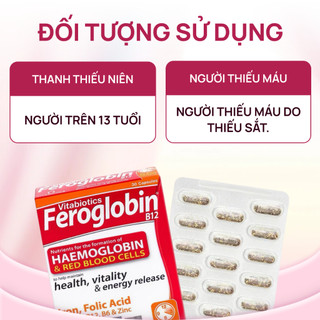 Viên uống bổ sung sắt Feroglobin B12 Vitabiotics giúp bổ máu, tăng sức đề kháng 30 viên