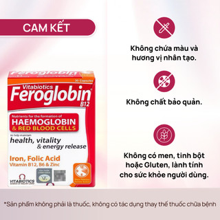 Viên uống bổ sung sắt Feroglobin B12 Vitabiotics giúp bổ máu, tăng sức đề kháng 30 viên
