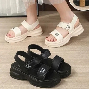 [Peinn] [HÀNG ĐẸP QC]Dép sandal MIN quai ngang nữ chất PU đế cao 5cm đi nhẹ chân hàng loại 1_MINA