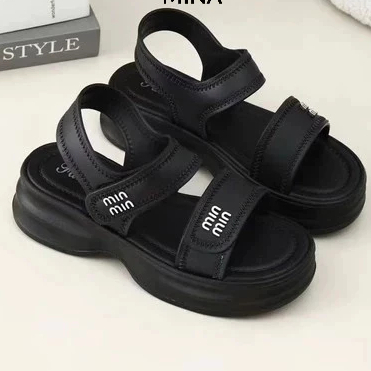 [Peinn] [HÀNG ĐẸP QC]Dép sandal MIN quai ngang nữ chất PU đế cao 5cm đi nhẹ chân hàng loại 1_MINA