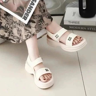 [Peinn] [HÀNG ĐẸP QC]Dép sandal MIN quai ngang nữ chất PU đế cao 5cm đi nhẹ chân hàng loại 1_MINA