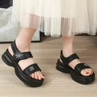 [Peinn] [HÀNG ĐẸP QC]Dép sandal MIN quai ngang nữ chất PU đế cao 5cm đi nhẹ chân hàng loại 1_MINA