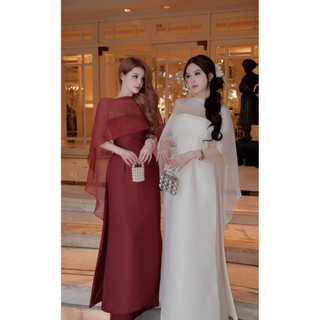 Ao Dai   Áo dài thiết kế chất liệu tafta phối voan siêu xinh