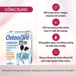Viên uống bổ sung canxi và khoáng chất Vitabiotics Osteocare hỗ trợ xương chắc khoẻ hộp 30 viên
