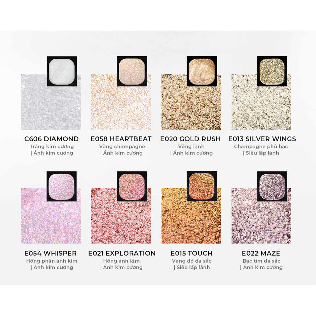Bảng Phấn Mắt Cheeryep Galaxy Festival – 8 Ô Nhũ – Glitter – Ánh Kim Cực Bắt Sáng – Makeup Đi Tiệc / Chụp Hình