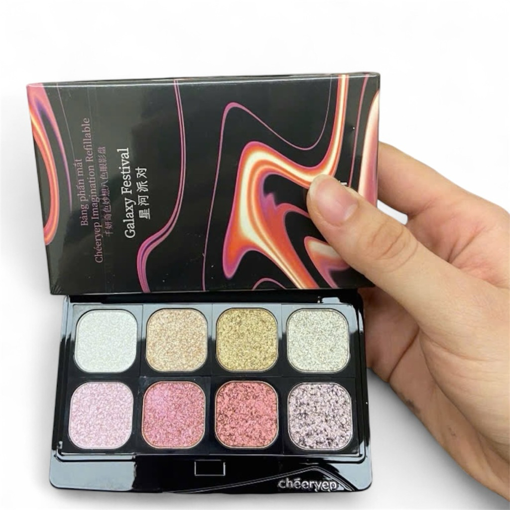 Bảng Phấn Mắt Cheeryep Galaxy Festival – 8 Ô Nhũ – Glitter – Ánh Kim Cực Bắt Sáng – Makeup Đi Tiệc / Chụp Hình